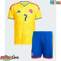 Camiseta Colombia Luis Diaz #7 Primera Equipación para niños Mundial 2026 manga corta (+ pantalones cortos)